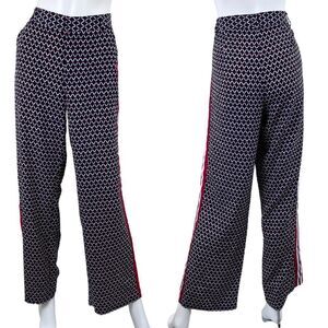 Tommy Hilfiger Women Size 8 Blue Diamond Striped High Rise Wide Leg Trouser Pant